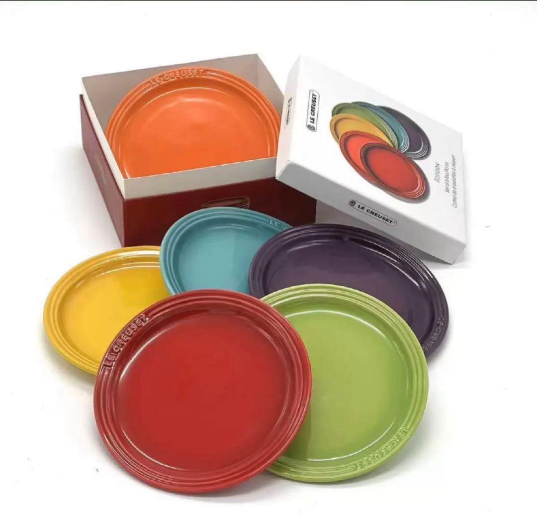 【みかん 】LE CREUSET レインボー プレート 6枚セット