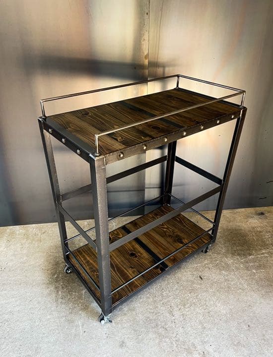 アイアンキッチンワゴン［ロング］キャスター付　　キッチンカート　アイアン家具