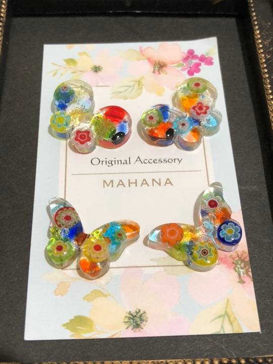 glass butterfly ピアス イヤリング