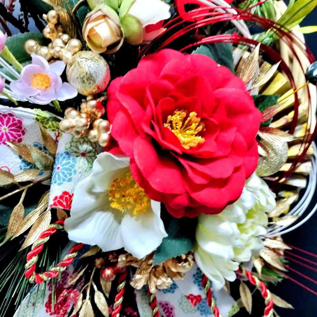 商品名【初羽】艶やか！❤️椿のお正月リース ＊フラワーリース