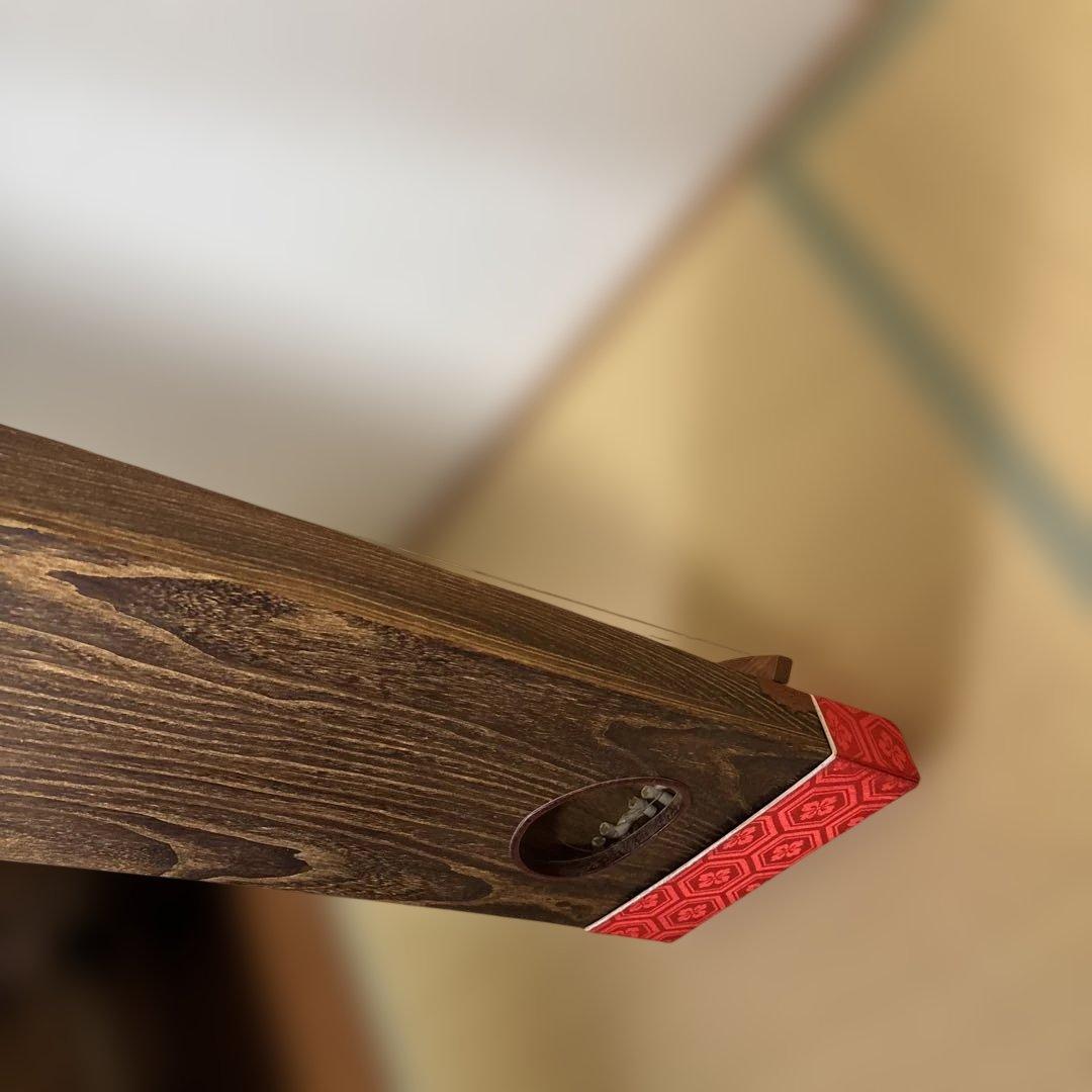 美品　生田流　筝 13弦　赤い装飾　カバー　琴柱付き　ヴィンテージ引き取りのみ