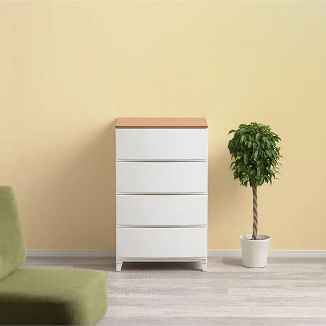 木製天板付き ルームス 収納ケース チェスト ワイド 4段