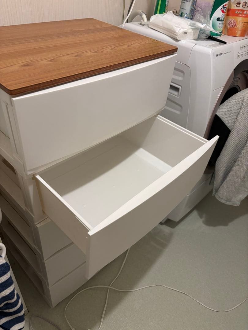 木製天板付き ルームス 収納ケース チェスト ワイド 4段