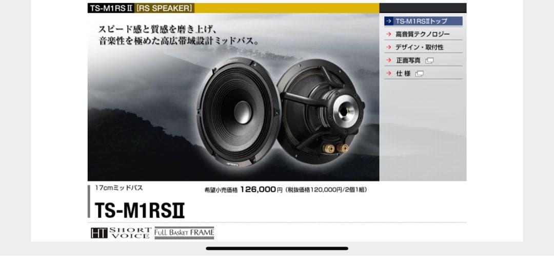 【美品】carrozzeria最高峰スピーカーTS-M1RSⅡTS-T1RSⅡ