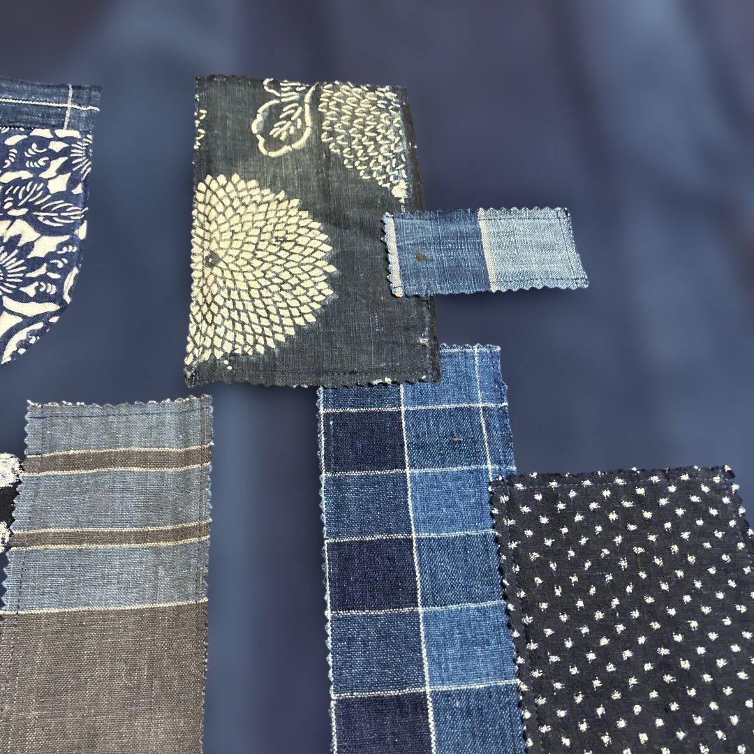 お値下げ藍染めリメイク前掛エプロン古布型染め雪ん子縞木綿男女兼用