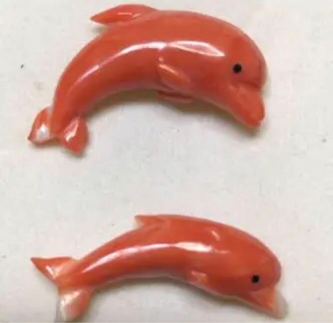 お値下げ❤️貴重)本珊瑚のドルフィン2個(裏表無し
