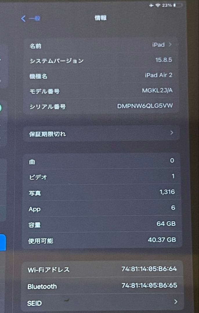 ハ*ナ様 Apple iPad Air 2 64GB 本体とカバー
