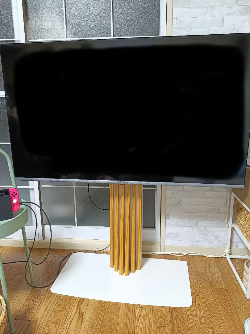 天然木　テレビスタンド　白　ナチュラル　ロータイプ