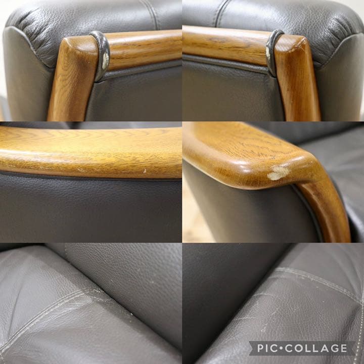 GMFN83○浜本工芸 / HAMAMOTO 回転チェア シングルソファ 革張り