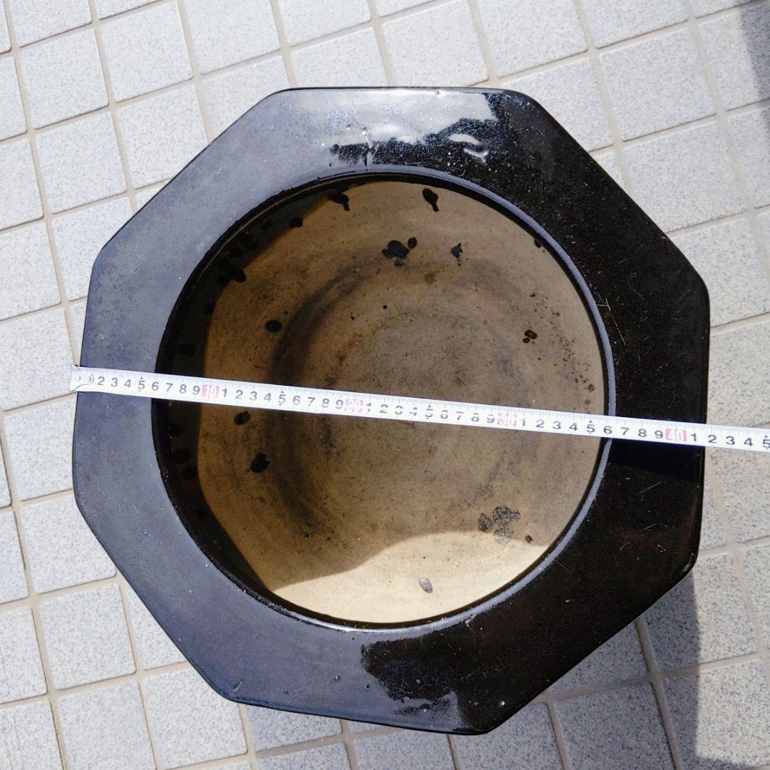 八角形 水鉢 　直径約42cm　火鉢 金魚鉢 睡蓮鉢 メダカ鉢 大型陶器