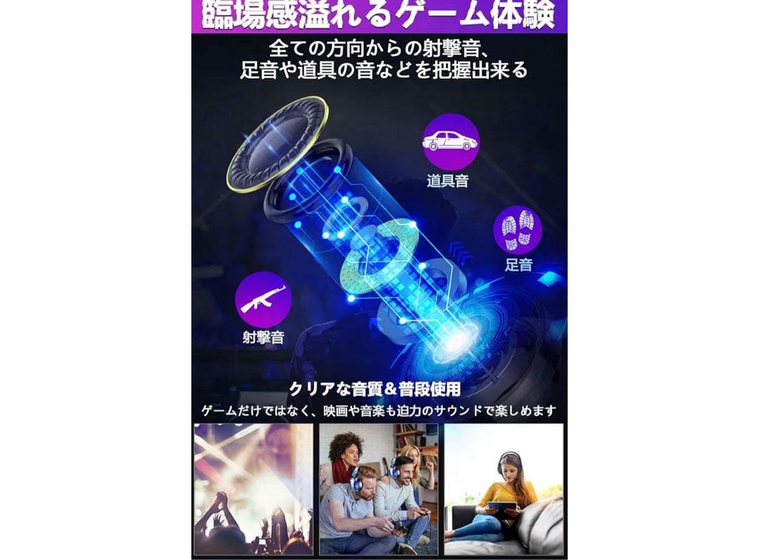 最新版 ゲーミングヘッドセット 3Dサラウンド