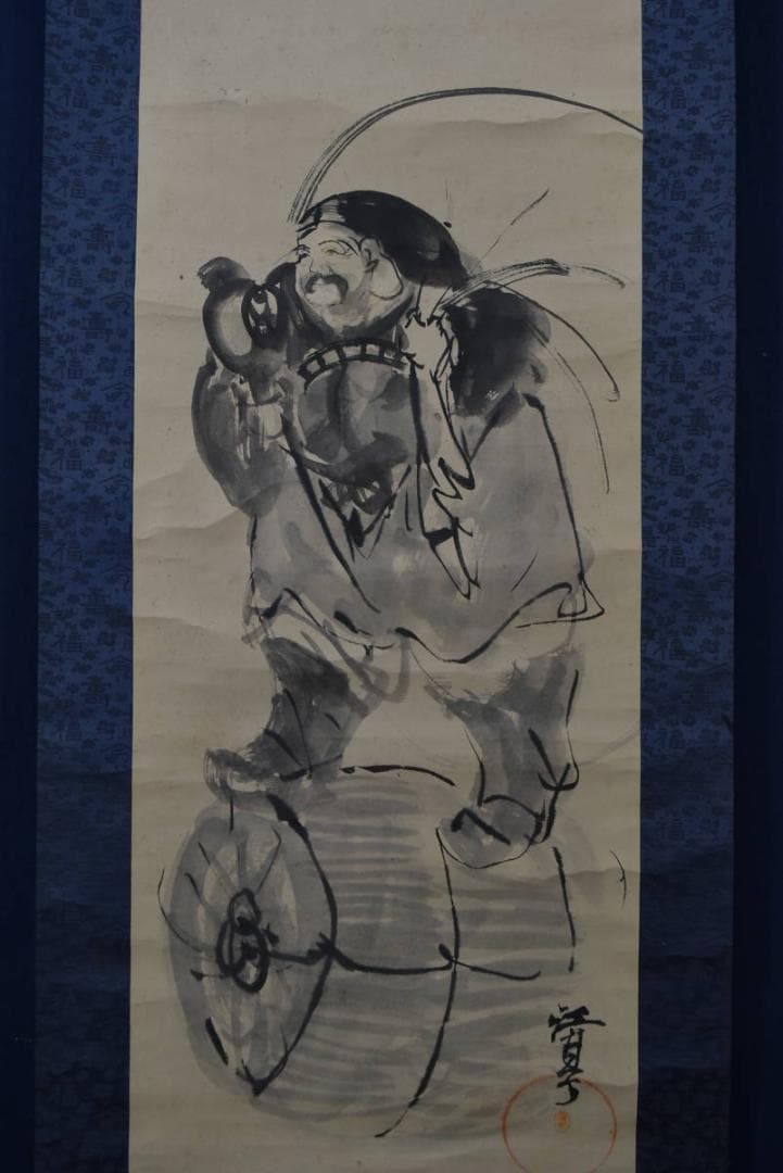 【真作】福井江亭/大黒天図/掛軸/名家伝来/AA-306