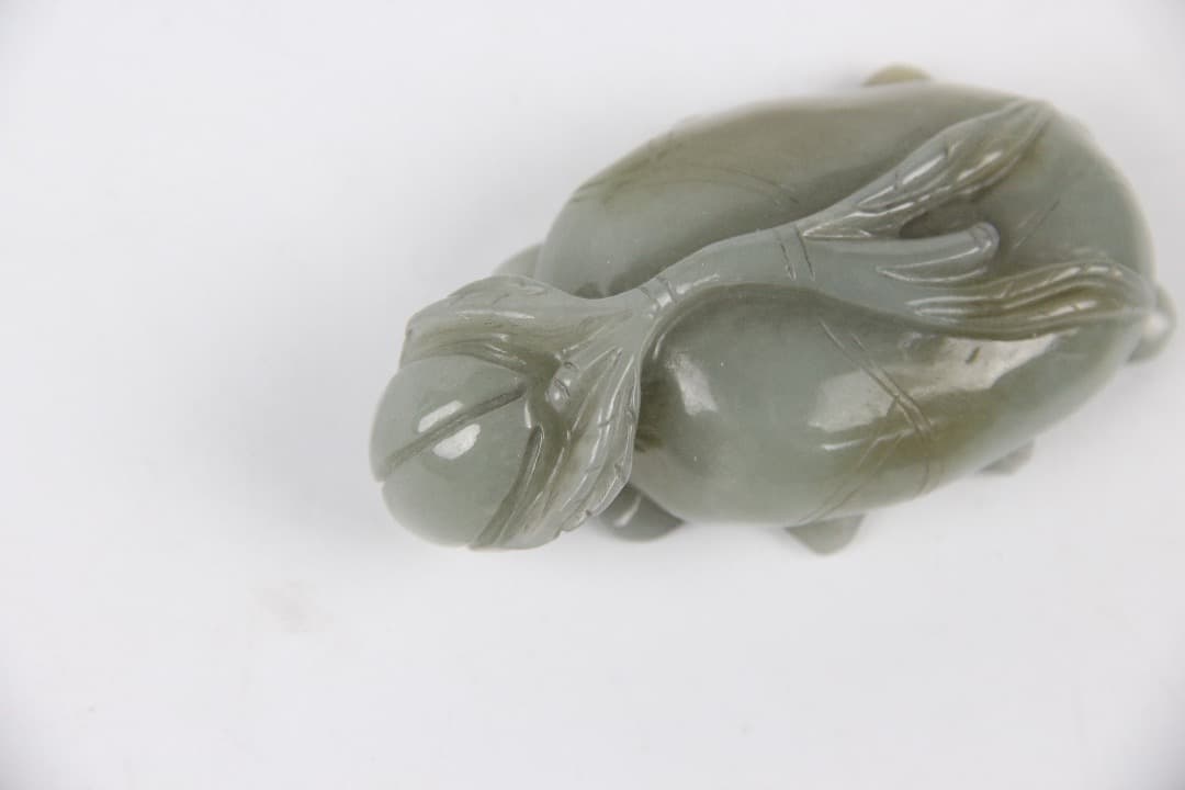 中国美術　清時代 和田白玉 雕荷葉洗・螭龍耳 玉水盂 文房古玉 ENM23-8