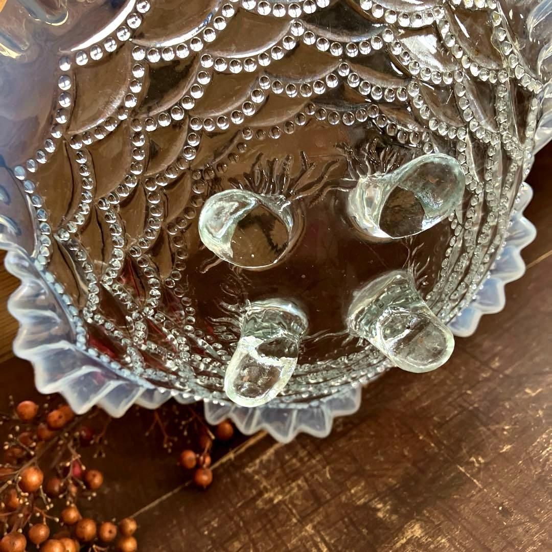 ヴィンテージ ノースウッド ビーズドレープ　ボウル　フリルエッジ　オパルセント