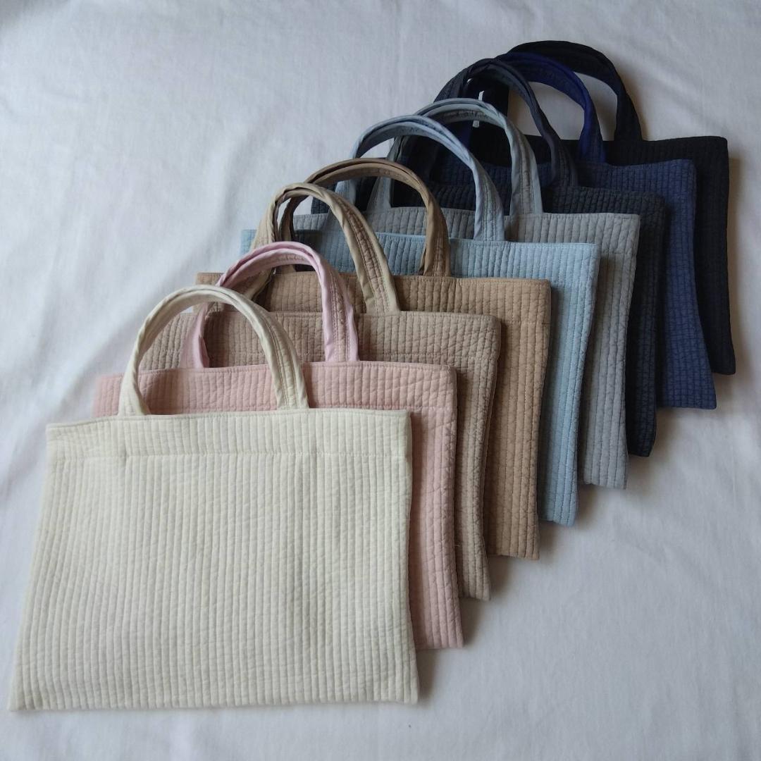 持ち手44 ブラックSリボン15個☆トートバッグL☆ ダークグレー