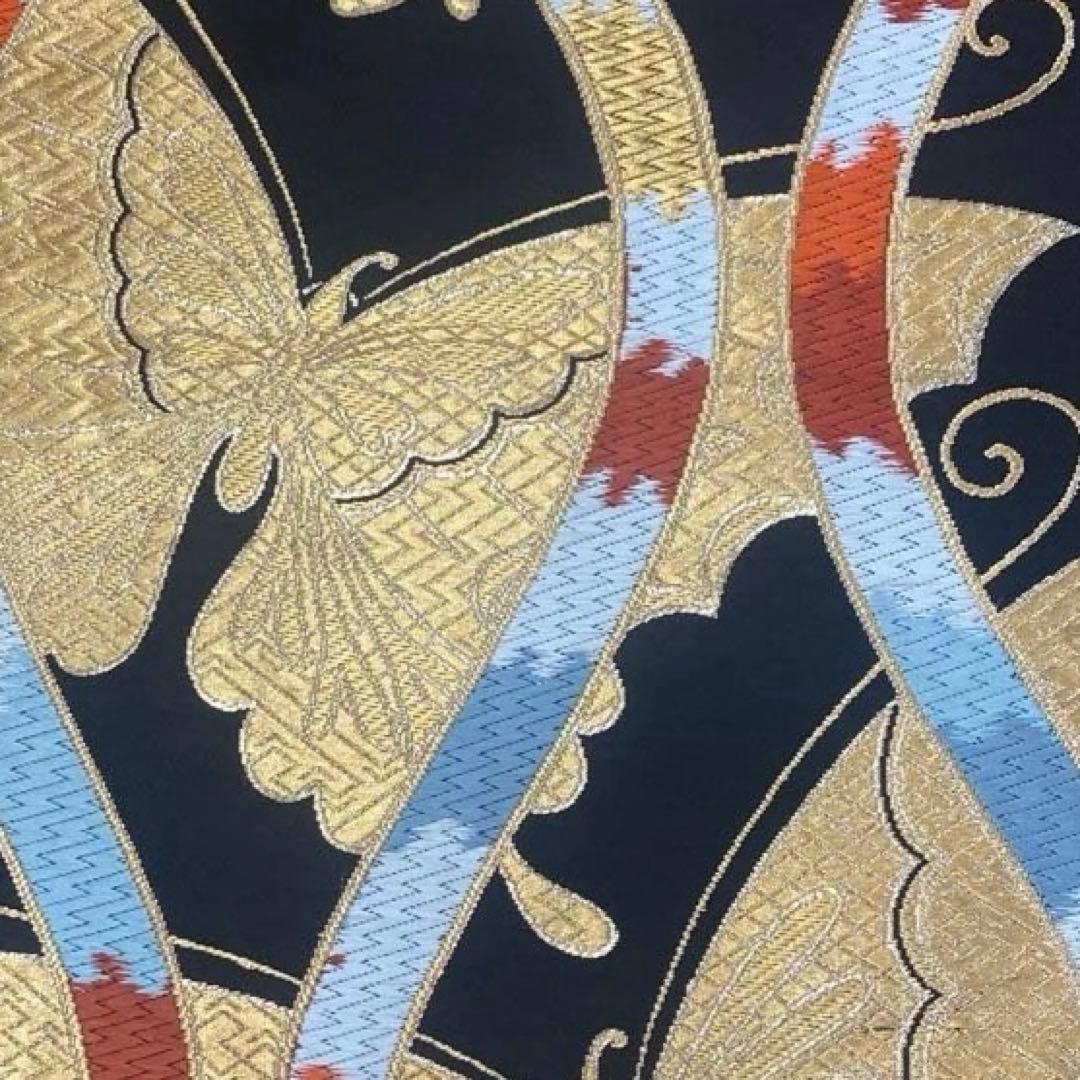 table runner 「立涌に金彩蝶」　帯リメイク　正絹　長尺