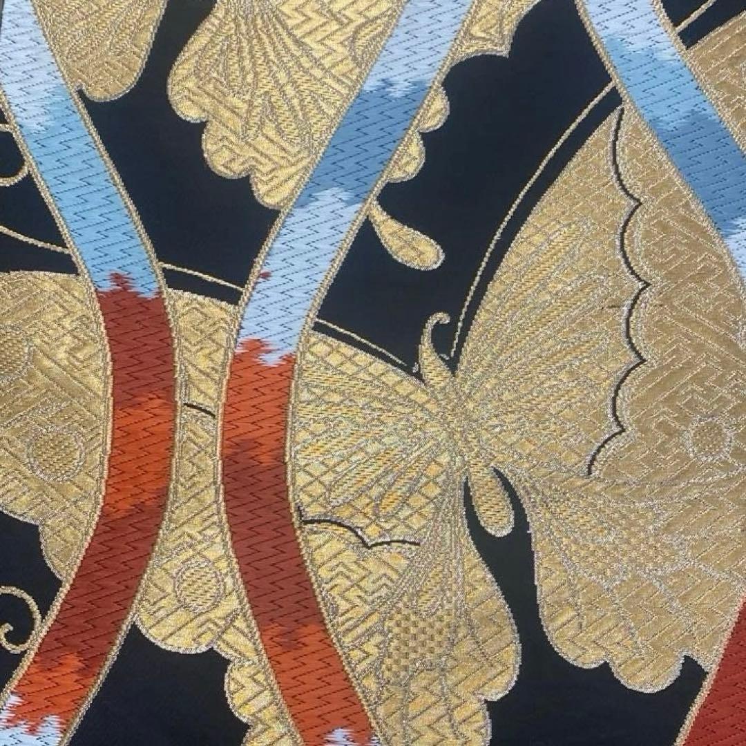 table runner 「立涌に金彩蝶」　帯リメイク　正絹　長尺
