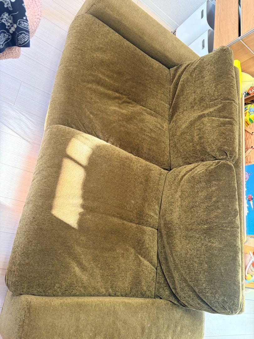 Re:CENO 2人掛けソファー folk（オリーブ：クリンプ／5cm脚）