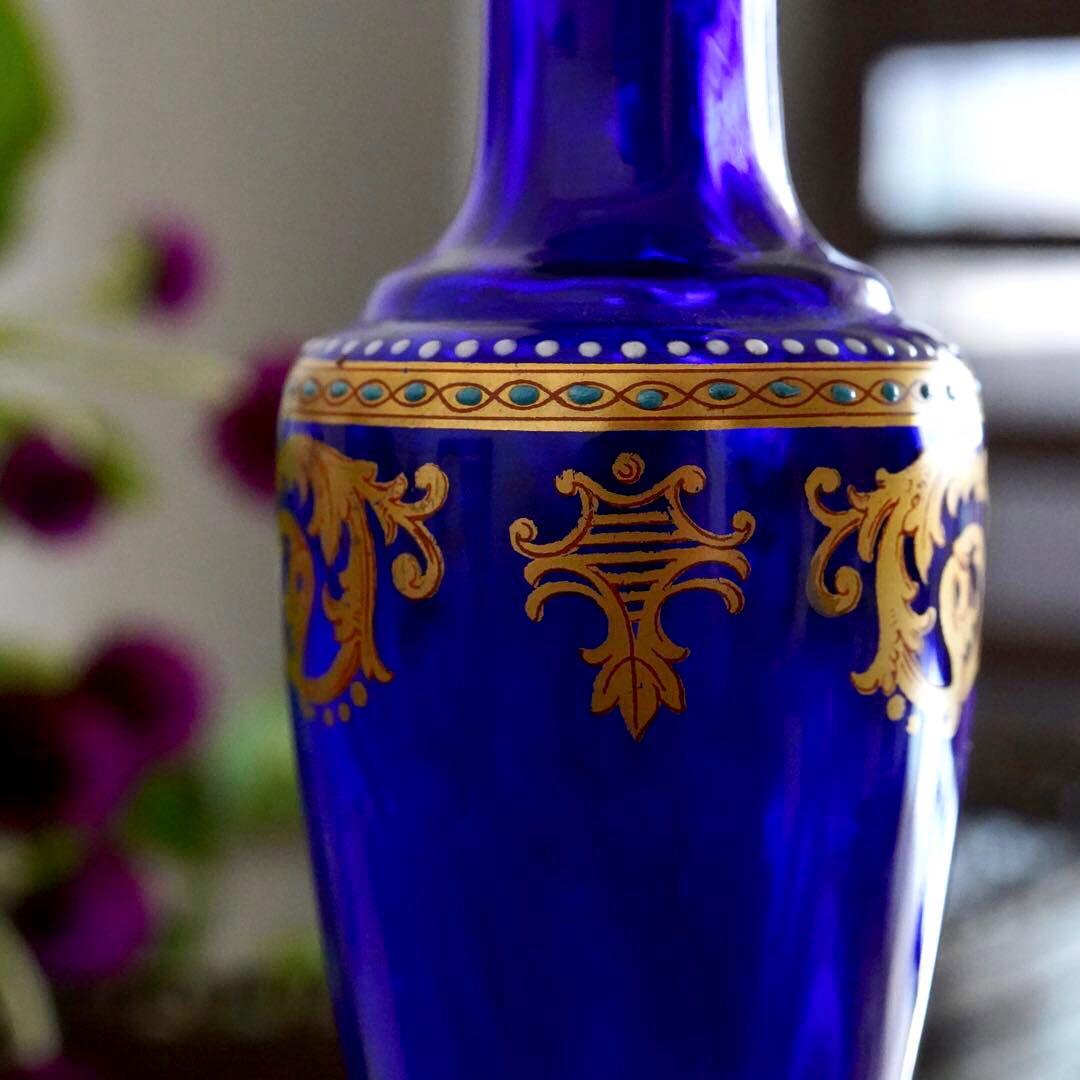 極希少★オールドバカラBACCARAT★24金彩＆エナメル彩装飾 花瓶★一輪挿し