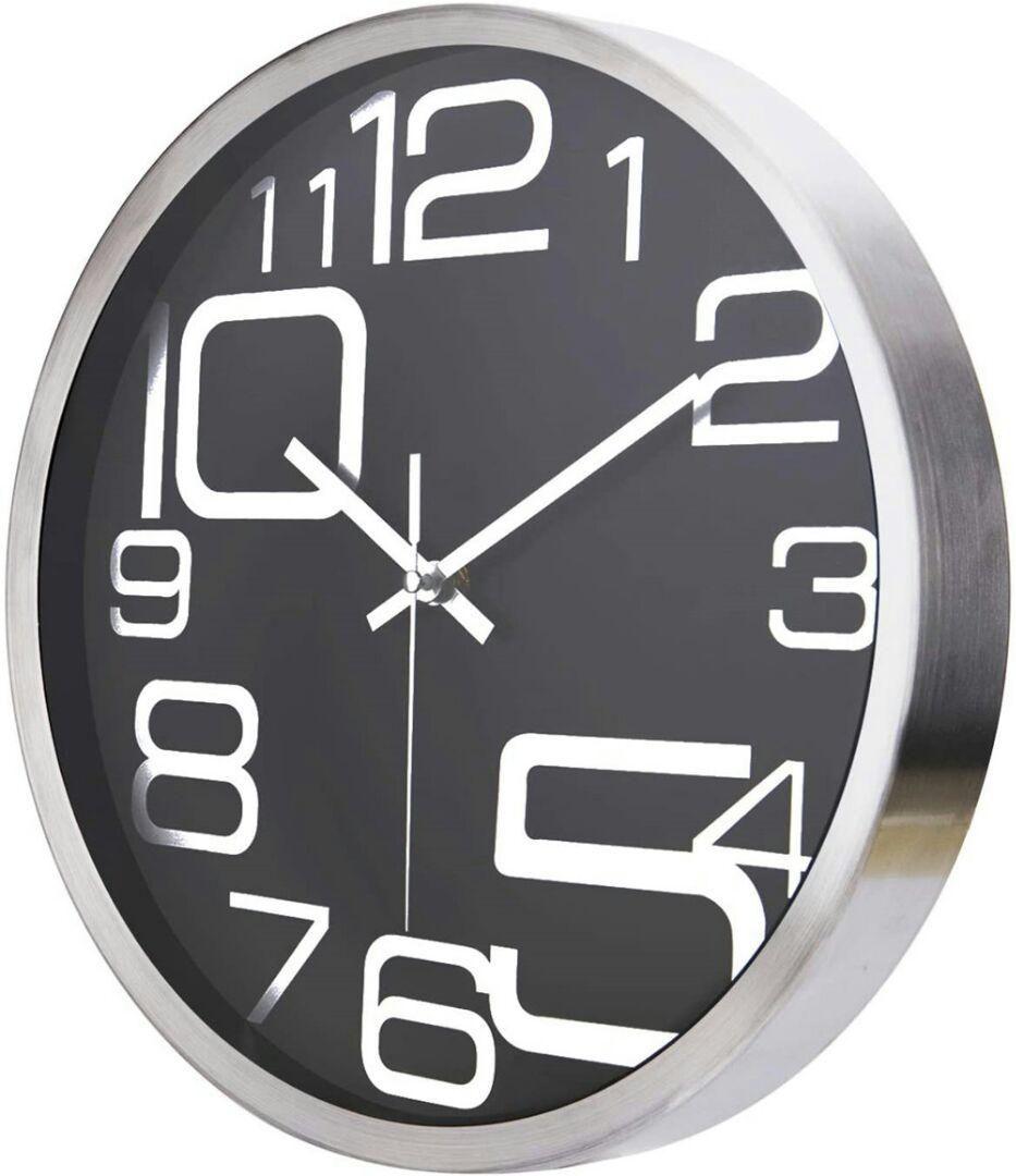 インダストリアルメタル壁時計 大きな数字 ブラック クォーツ時計12インチ