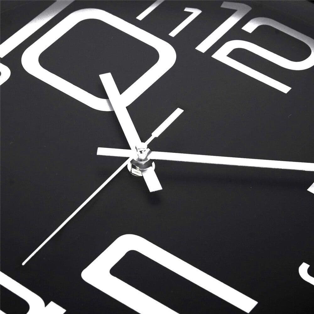 インダストリアルメタル壁時計 大きな数字 ブラック クォーツ時計12インチ