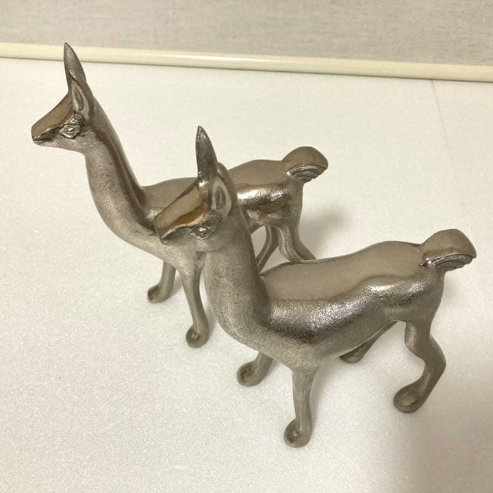ラマ リャマ 置物 オブジェ 金属 シルバー 2点 レア希少 レトロ ビンテージ