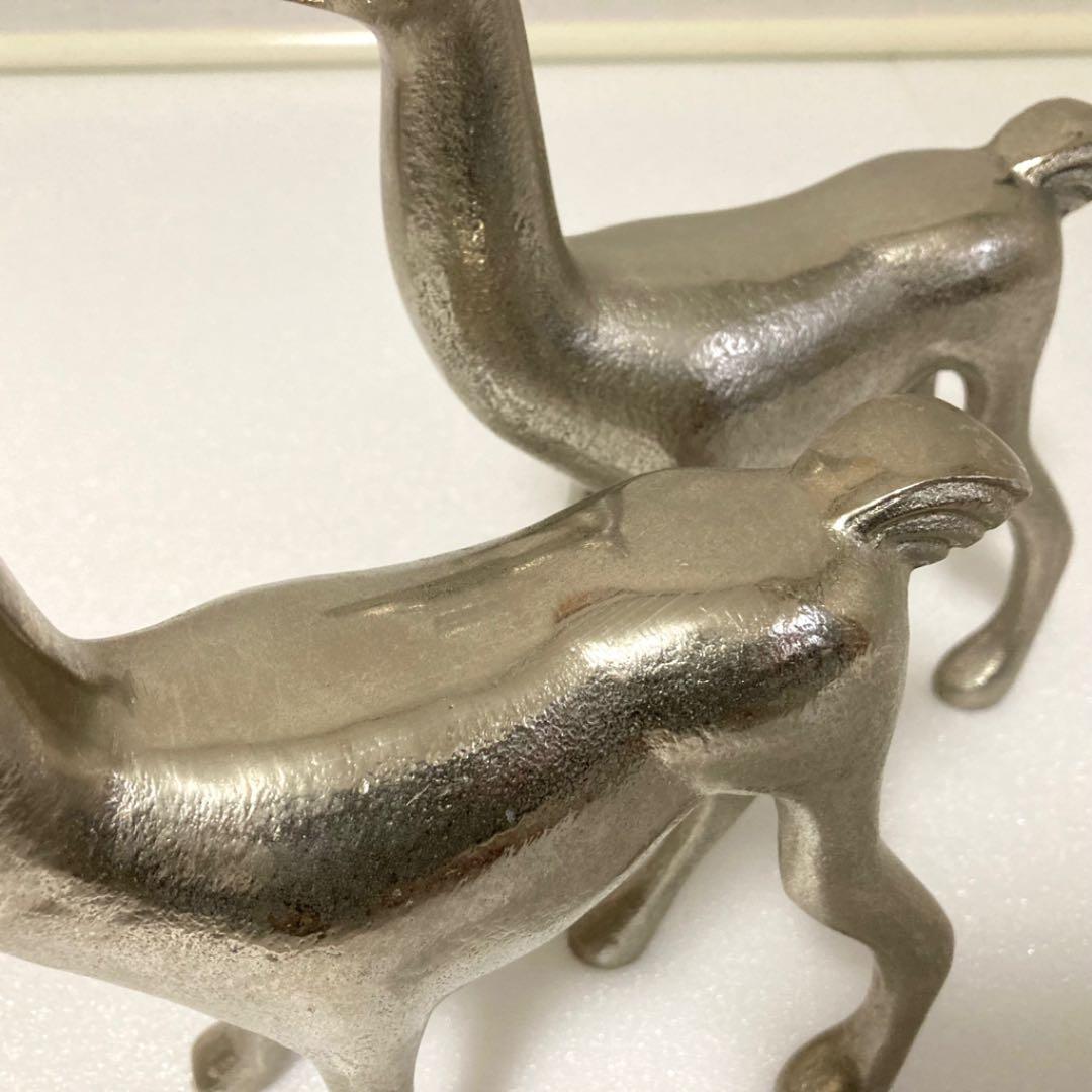 ラマ リャマ 置物 オブジェ 金属 シルバー 2点 レア希少 レトロ ビンテージ