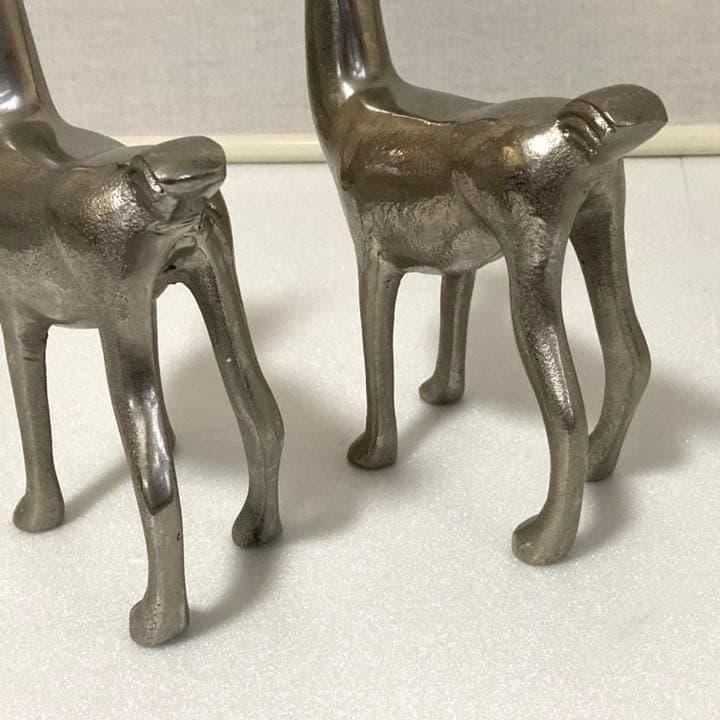 ラマ リャマ 置物 オブジェ 金属 シルバー 2点 レア希少 レトロ ビンテージ