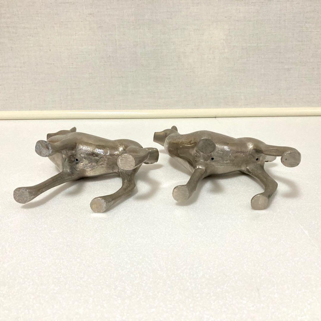 ラマ リャマ 置物 オブジェ 金属 シルバー 2点 レア希少 レトロ ビンテージ