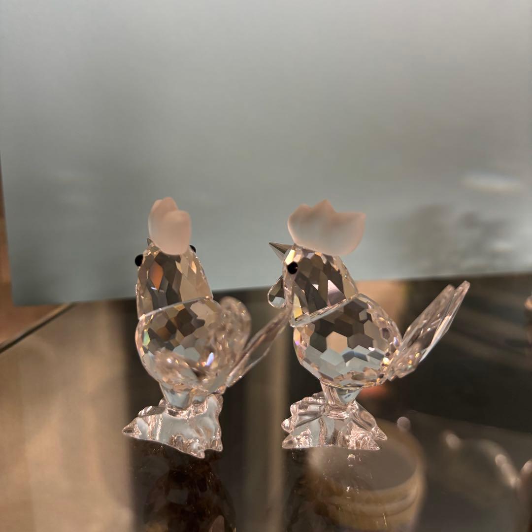 スワロフスキー　クリスタル ニワトリの置物 2個セット