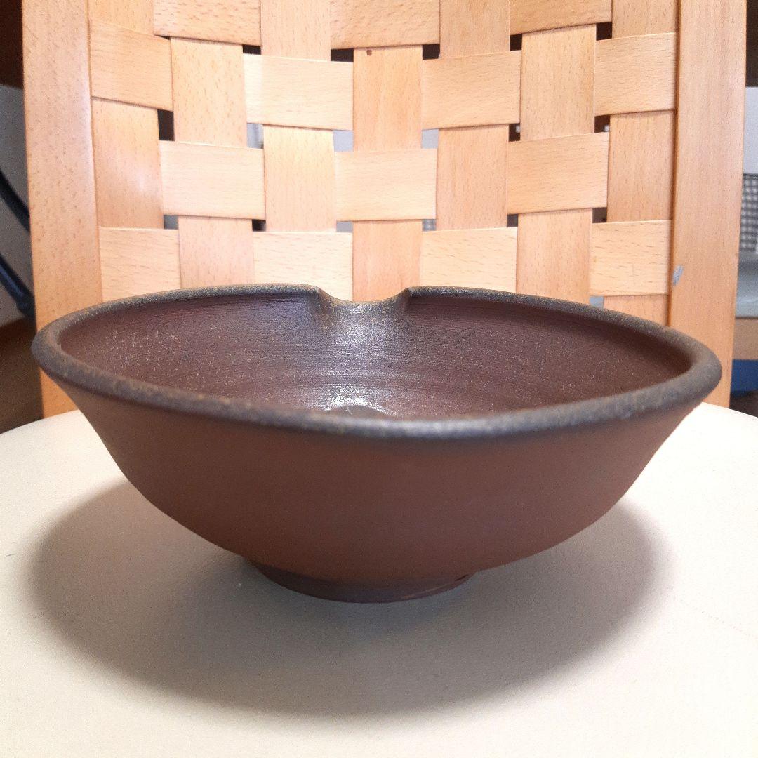 備前焼　ダークブラウン陶器ボウル