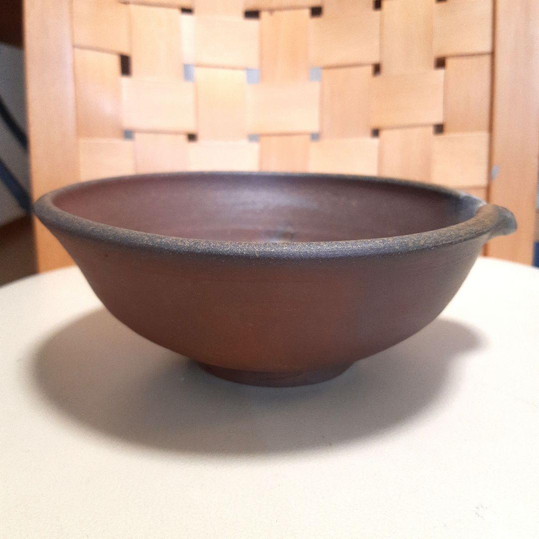 備前焼　ダークブラウン陶器ボウル