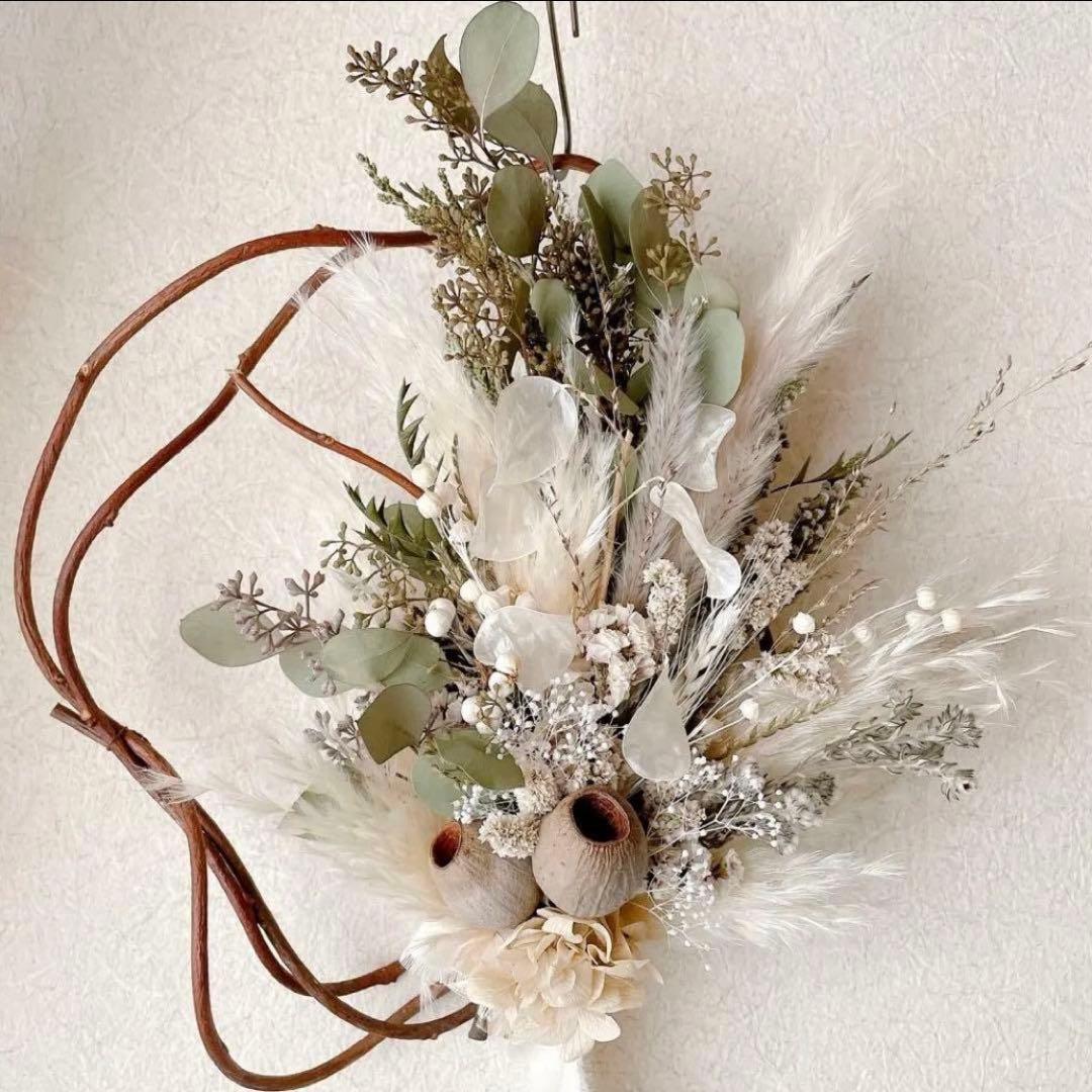 madoka　横長スワッグ ドライフラワー　リース