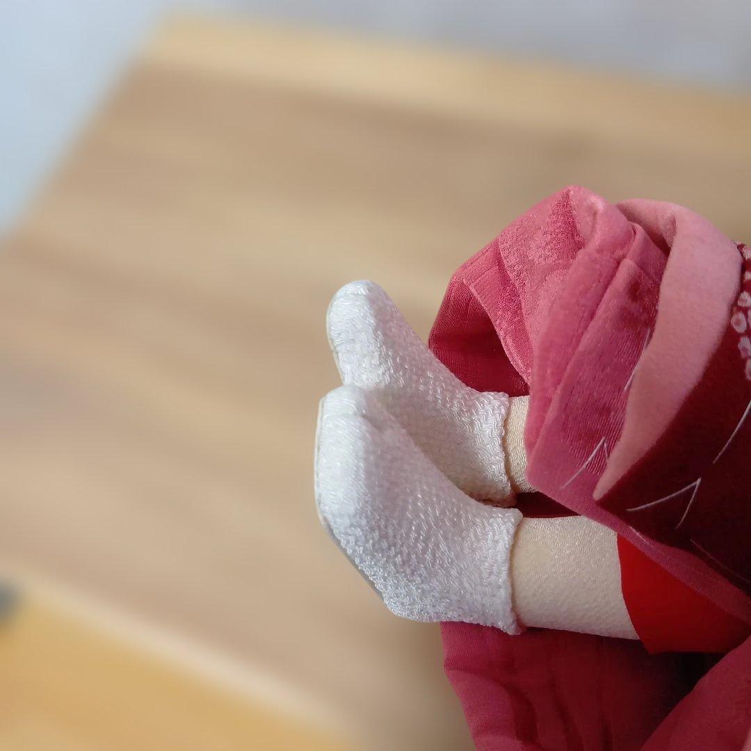 人形 えんじ色の着物　創作人形 布貼りハンドメイド