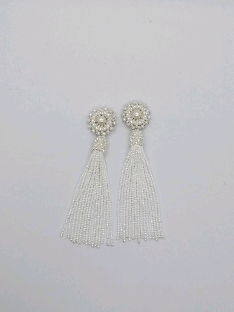 ビジューとパールのリボンカチューシャ(サテンリボン)ピアスorイヤリングのセット