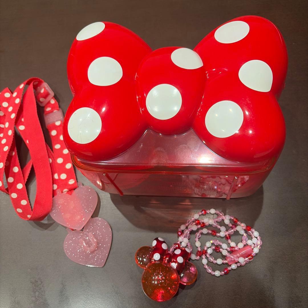 ミニーのリボン型ポップコーンバケット ミニーの光るペンダント 【セット売り】