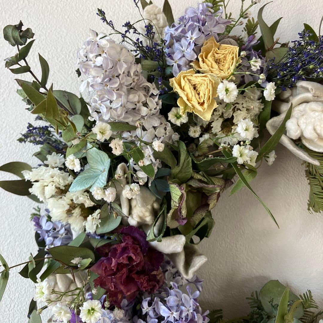 アケビづるのライラック香るエレガントリース　ドライフラワー