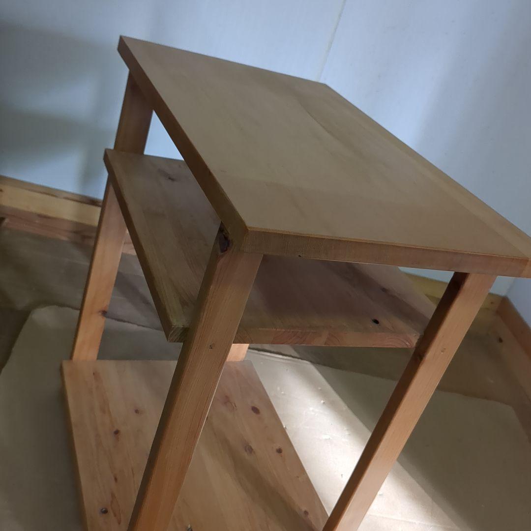 木製 3段シェルフ　棚　サイドテーブル　荷物置き　ナチュラル　ハンドメイド
