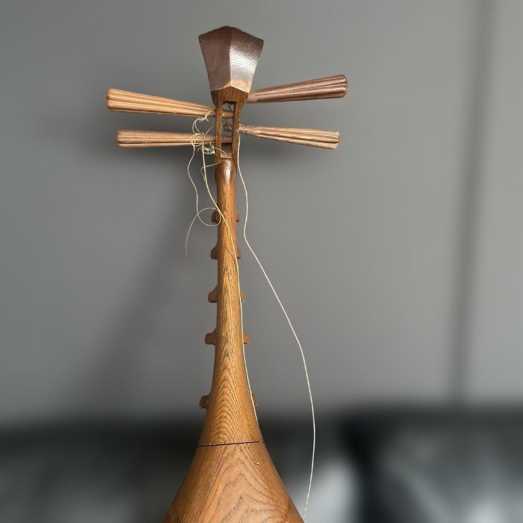 【希少】 筑前琵琶 四弦五柱 撥付 高級 レトロ 和楽器　名あり初代橘旭翁認定