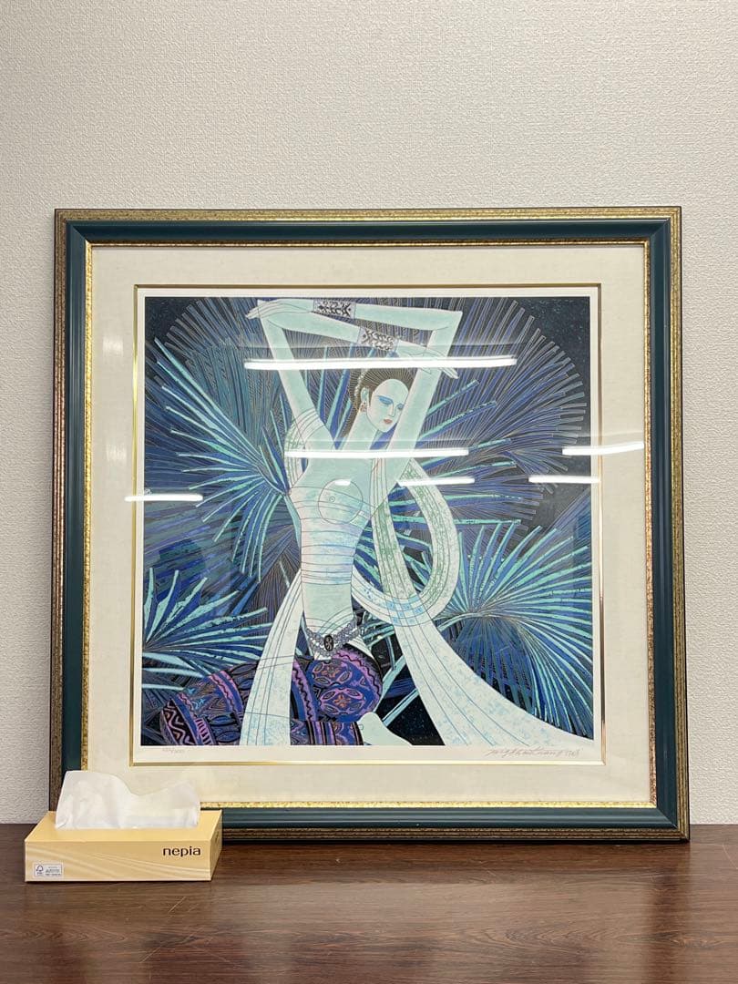 【模写】丁紹光 孔雀の舞 骨董 時代物 中国古美術 高さ約86cm