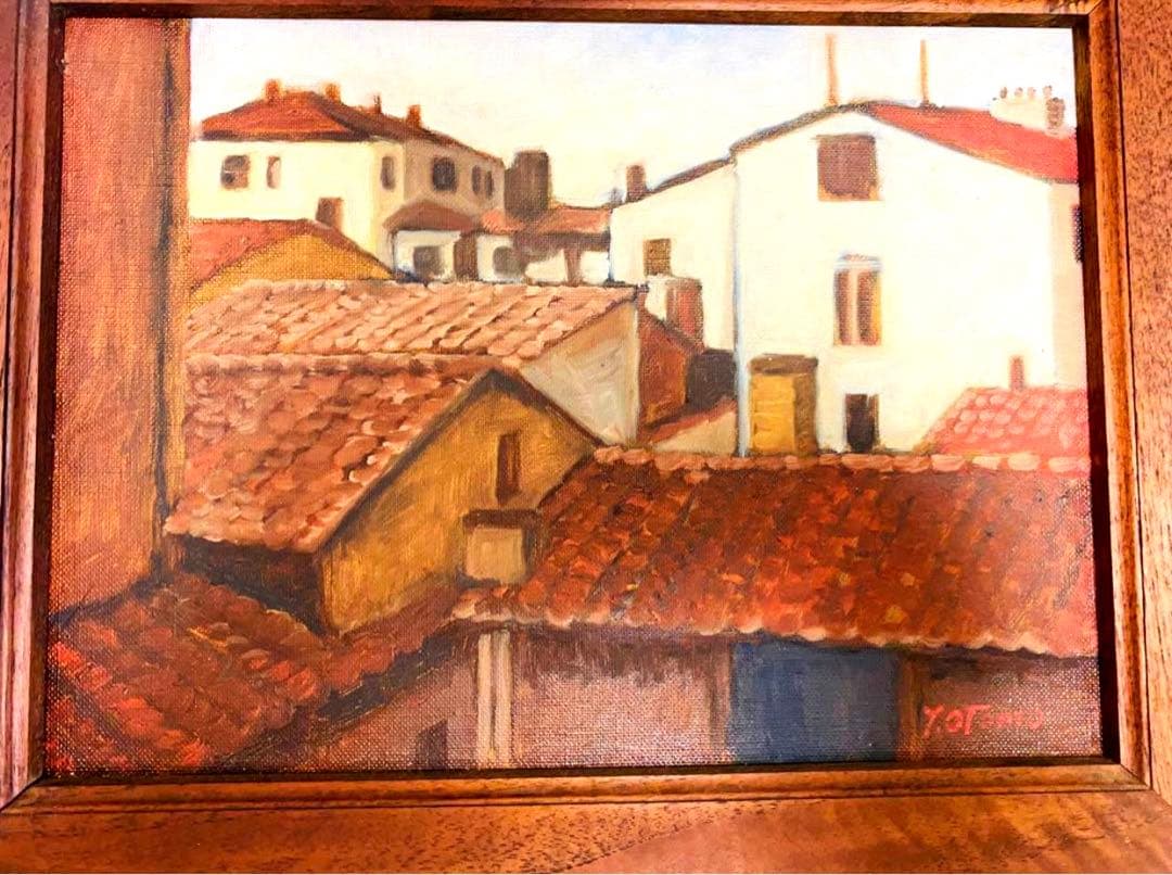 木枠油絵 油絵　個人収藏品 45cmx36cm