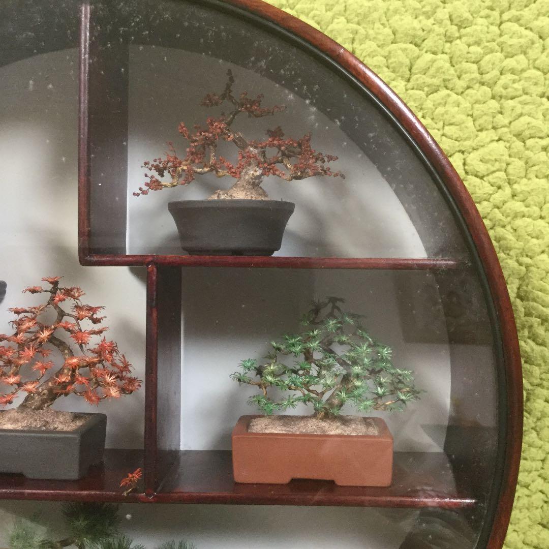 唐木 盆栽の造花の飾りオブジェ、中国風