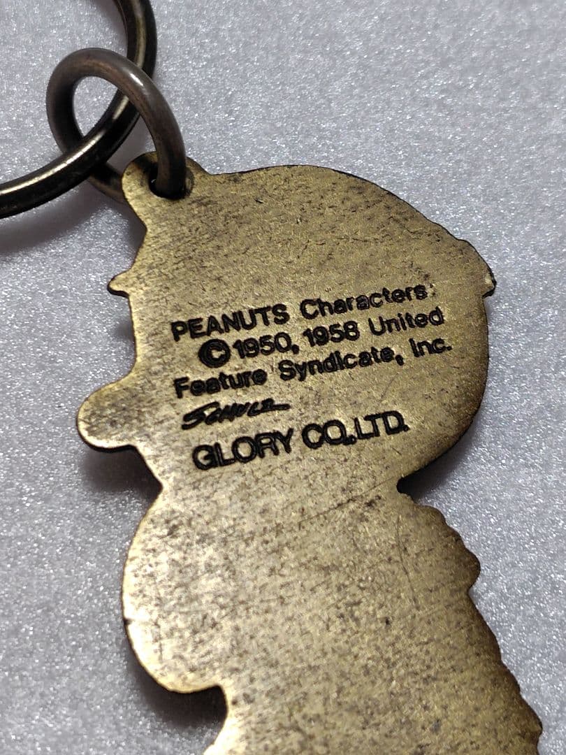 チャーリー・ブラウンとスヌーピーの真鍮製キーホルダー　ビンテージ