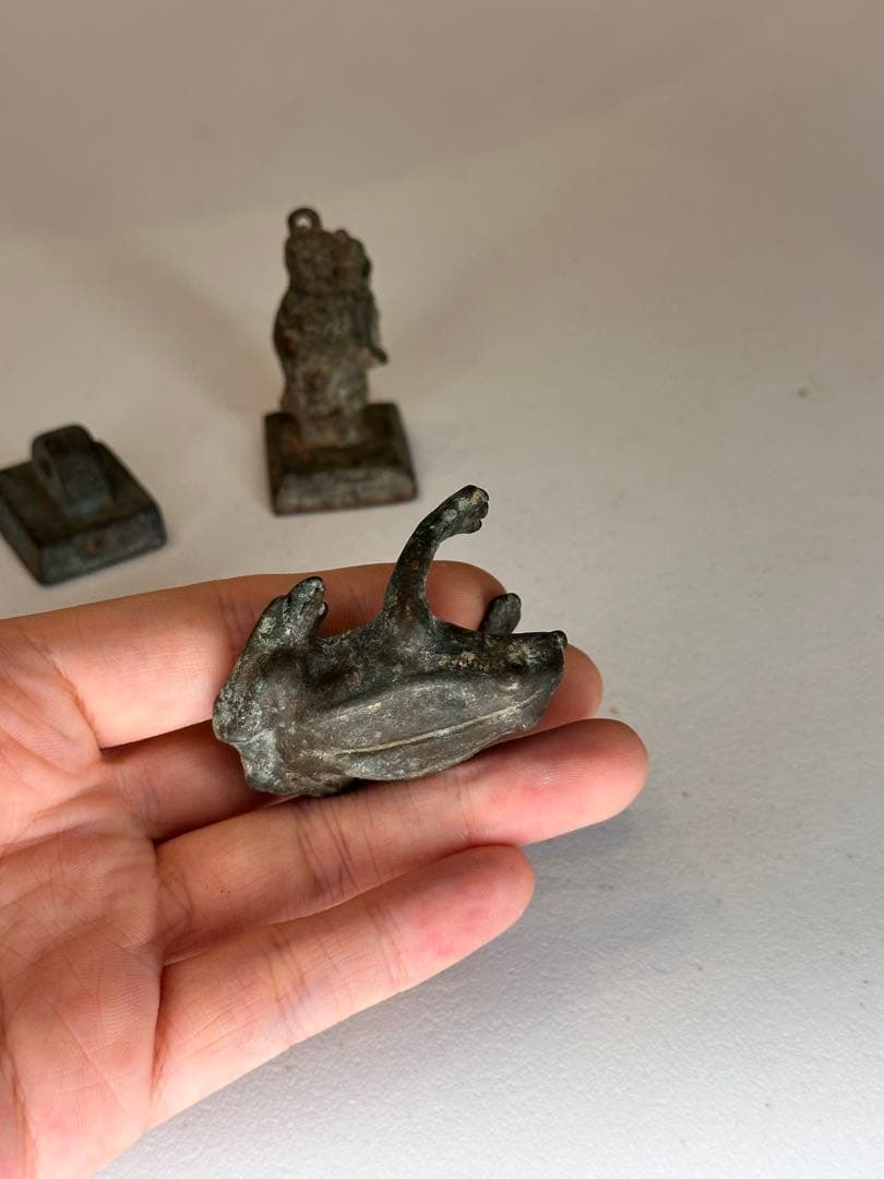 中国 青銅 印章 置物 3点セット 古美術