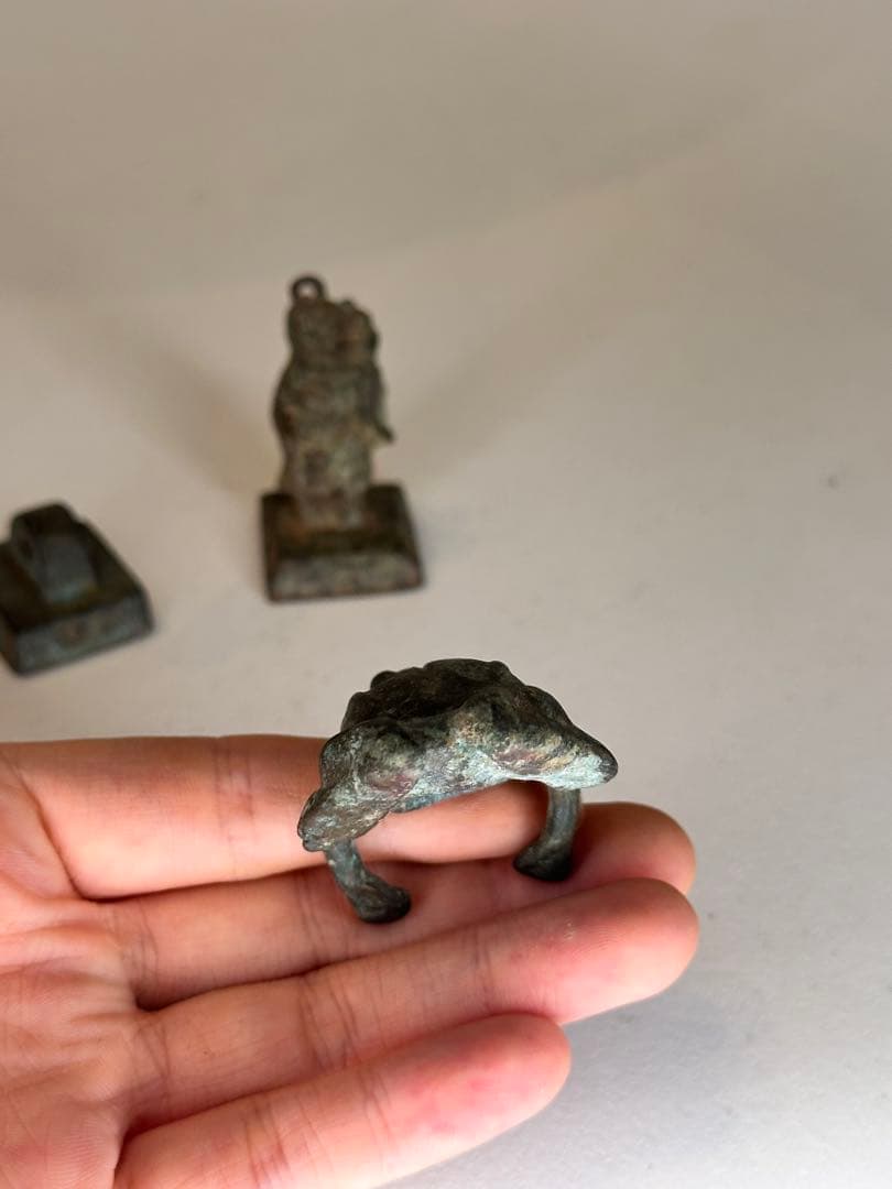 中国 青銅 印章 置物 3点セット 古美術