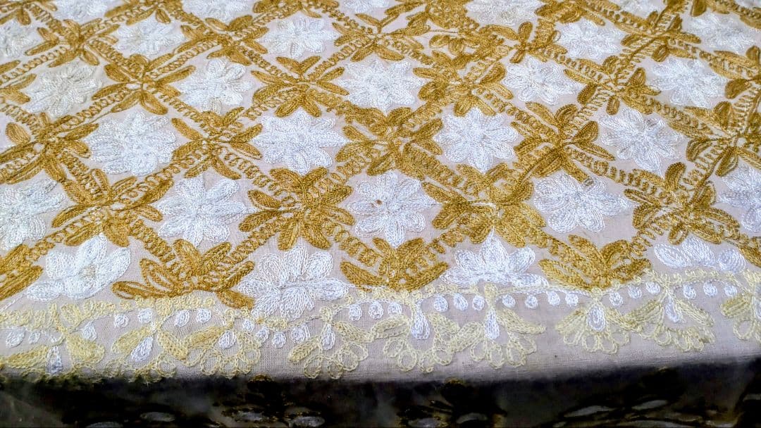 希少ヴィンテージ 高級ダマスク織テーブルクロス 本物