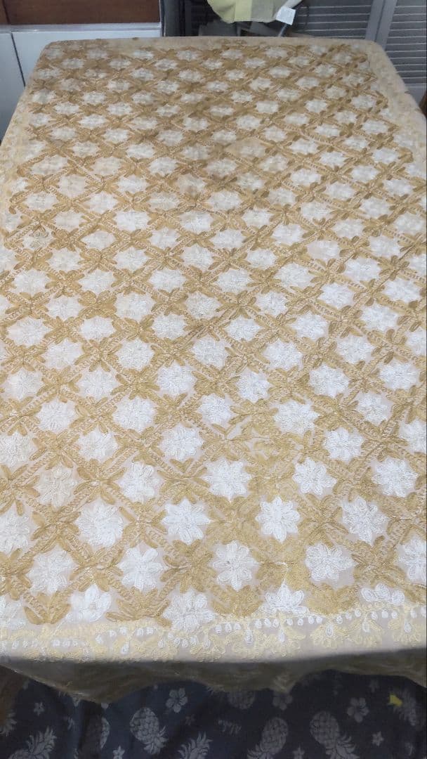 希少ヴィンテージ 高級ダマスク織テーブルクロス 本物