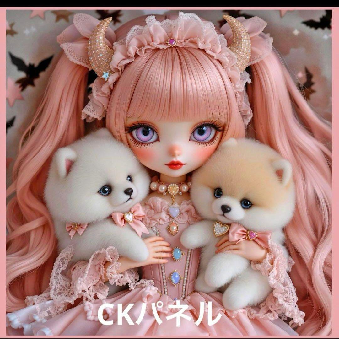 激レア女の子とポメラニアンパネル生地　ハンドメイド