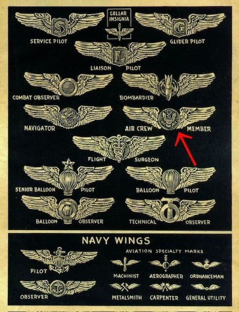 1940’s★ アメリカ陸軍航空隊 ★Air Crew Wing Pin★WW2