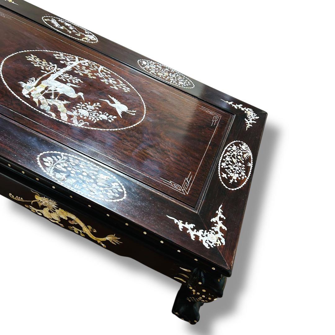 【送料無料】高級 螺鈿細工 吉祥文様 座卓 ローテーブル 松 鶴 韓国 希少品